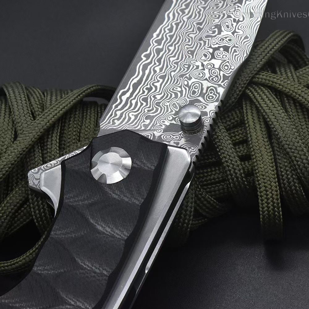 VG10 Damascus Steel Folding Knife Survival Knife Bushcraft Pocket Knife EDC - AK-HT0894