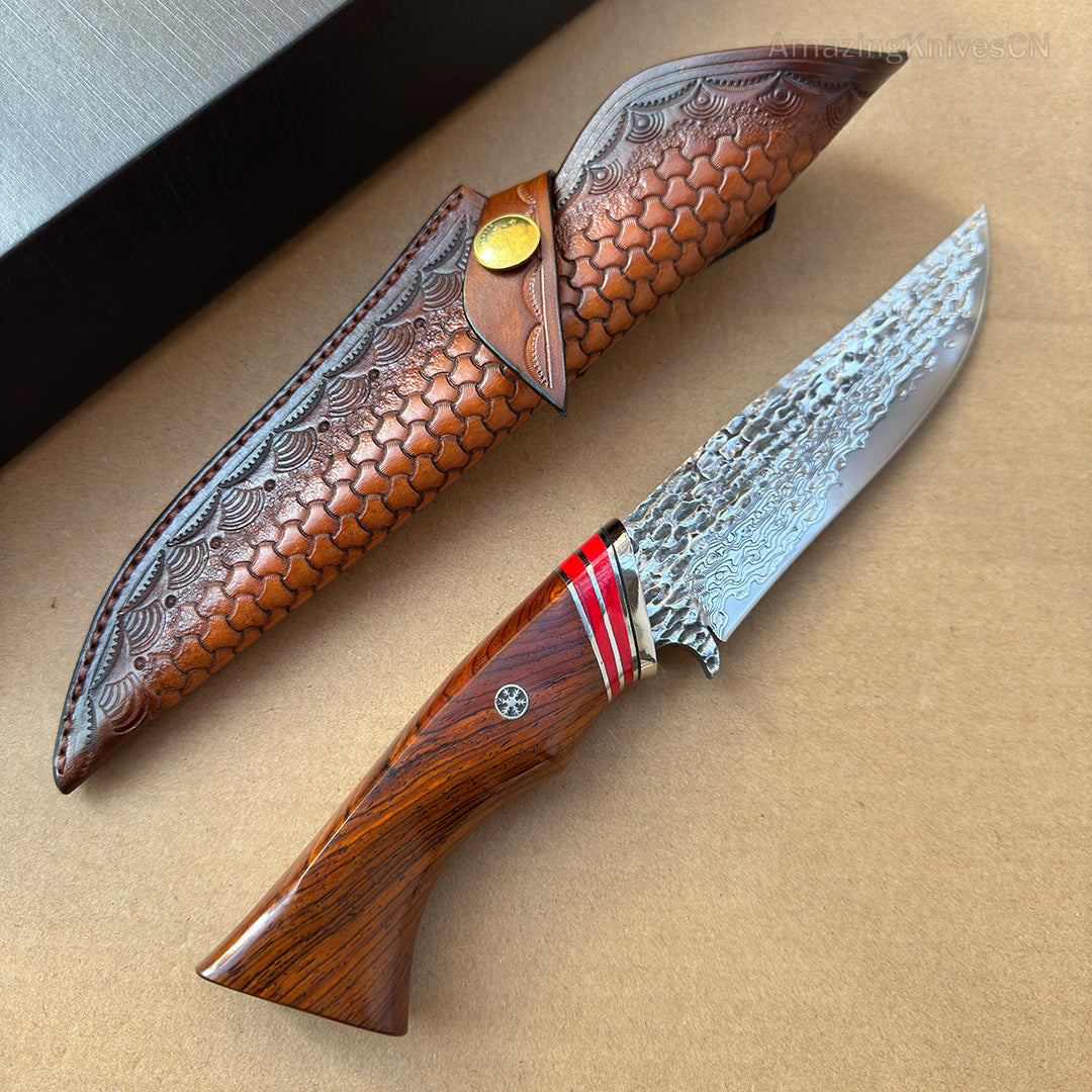 VG10 DAMASCUS HUNTING KNIFE FIXED BLADE - AK-HT0370