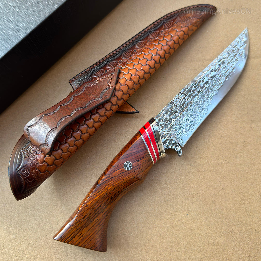 VG10 DAMASCUS HUNTING KNIFE FIXED BLADE - AK-HT0370