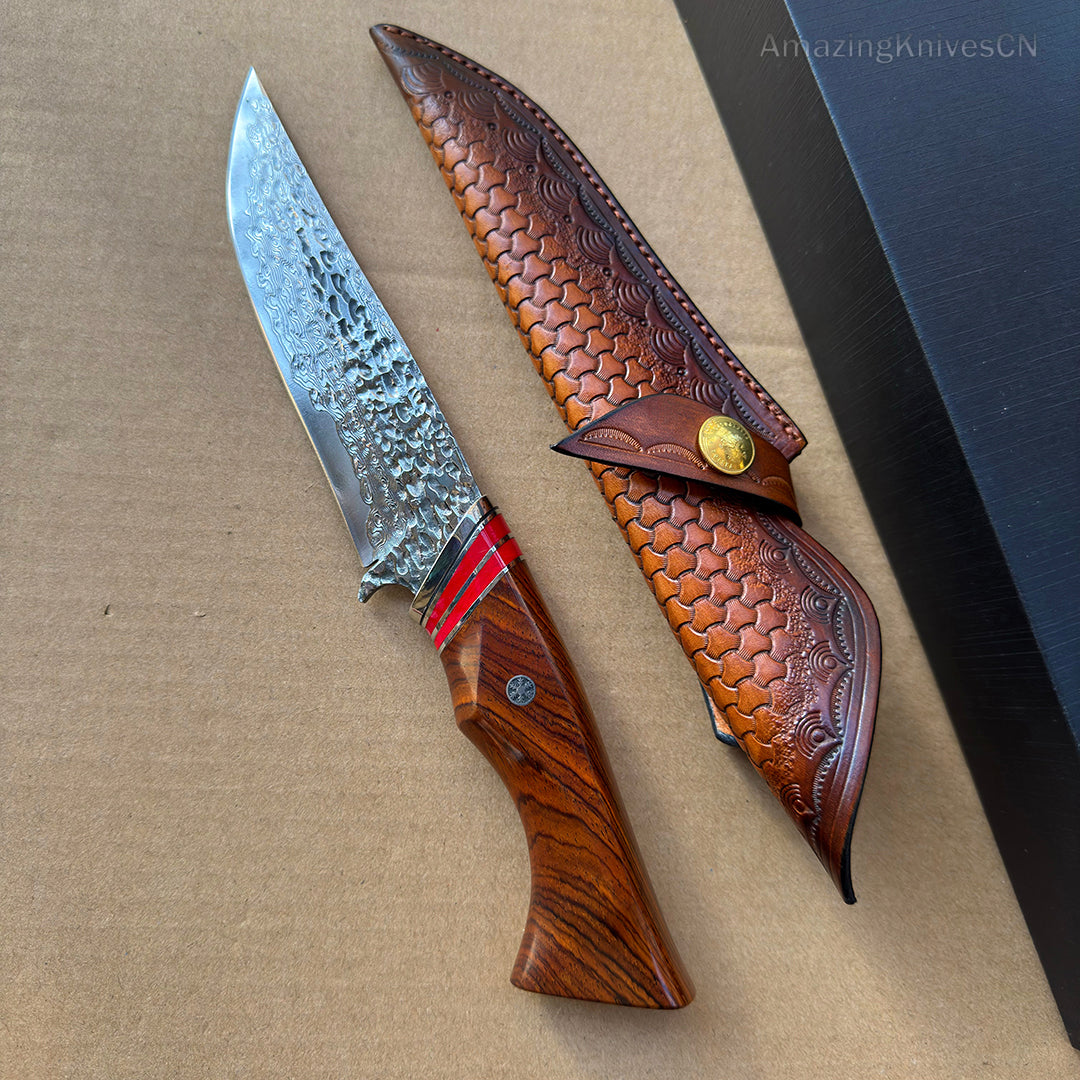 VG10 DAMASCUS HUNTING KNIFE FIXED BLADE - AK-HT0370