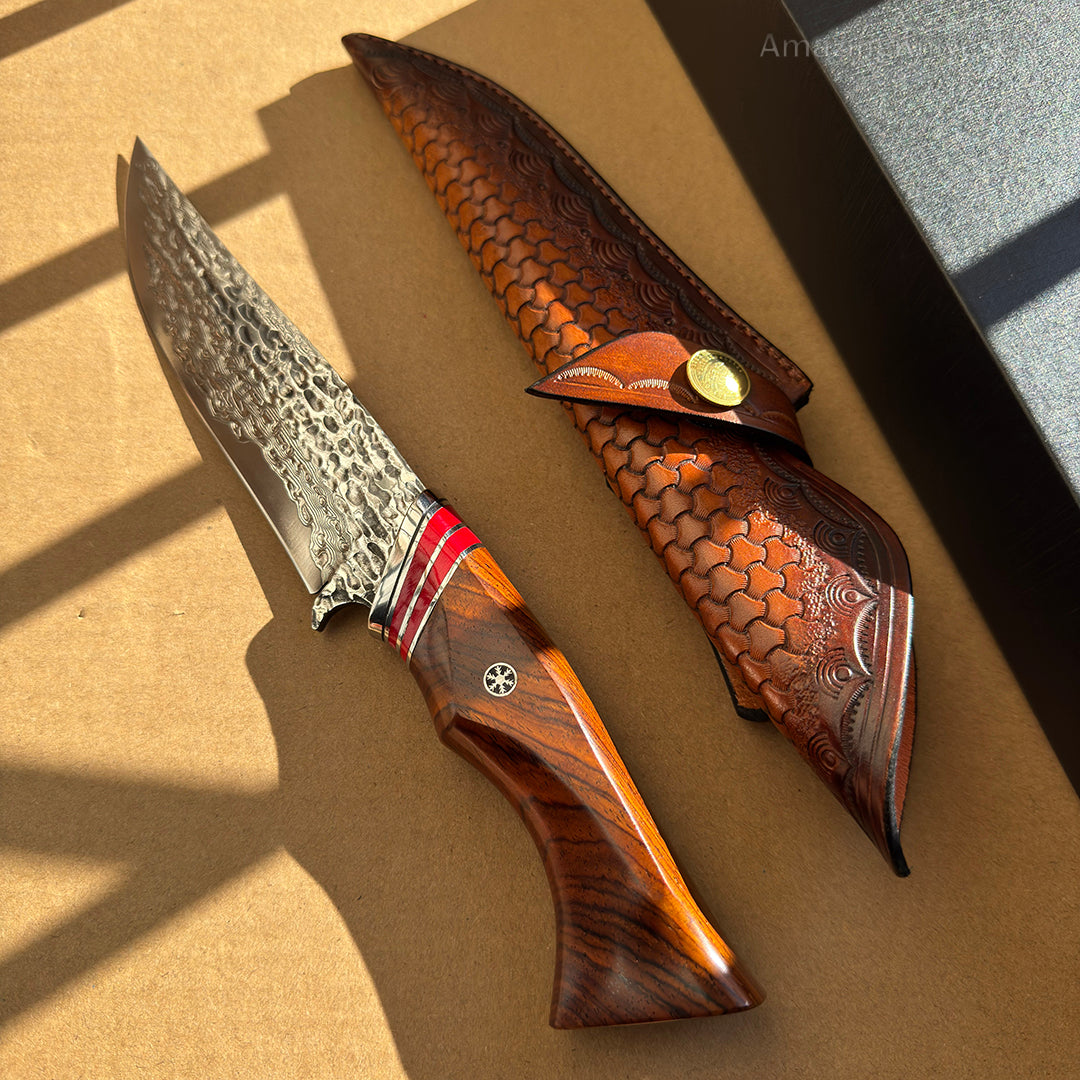 VG10 DAMASCUS HUNTING KNIFE FIXED BLADE - AK-HT0370