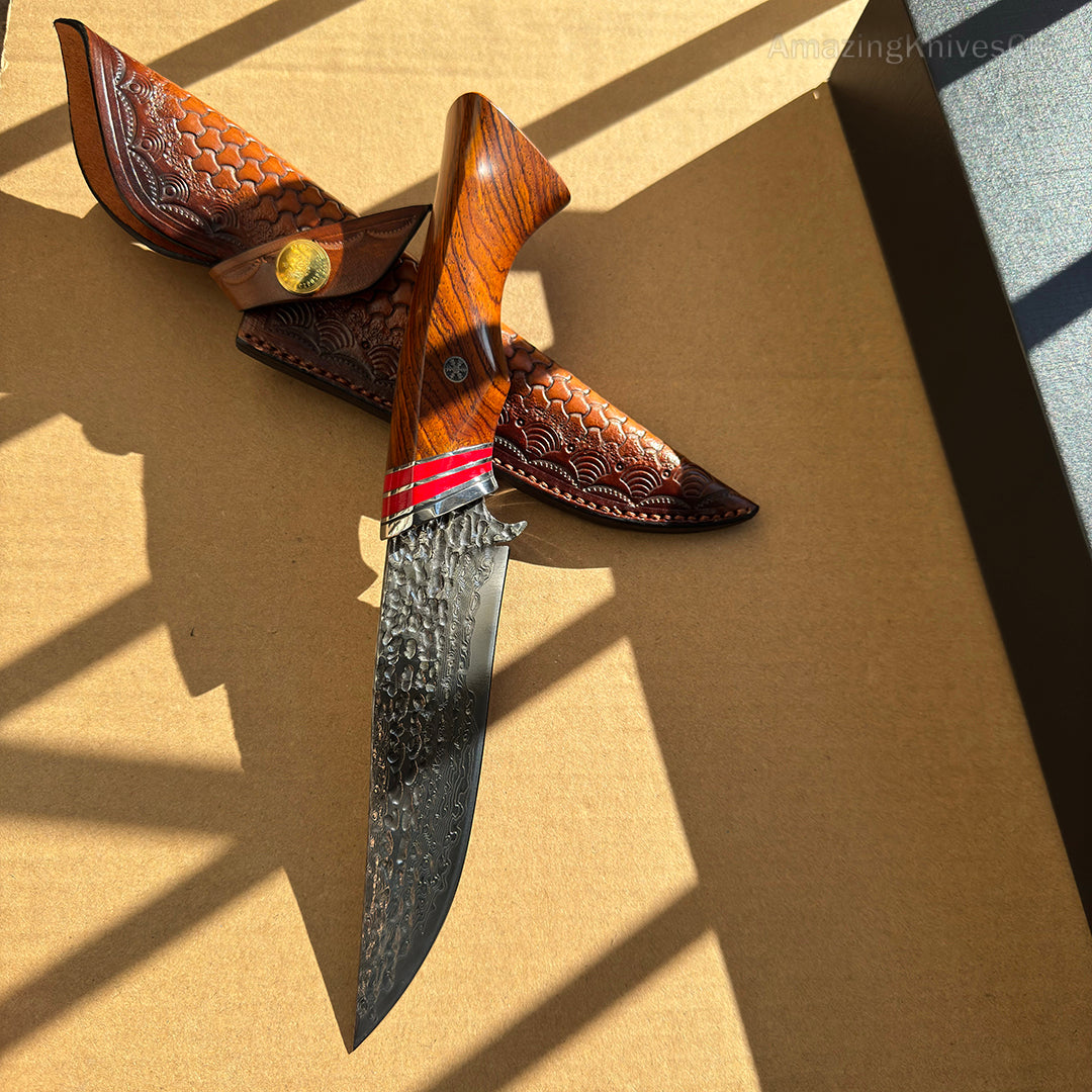 VG10 DAMASCUS HUNTING KNIFE FIXED BLADE - AK-HT0370