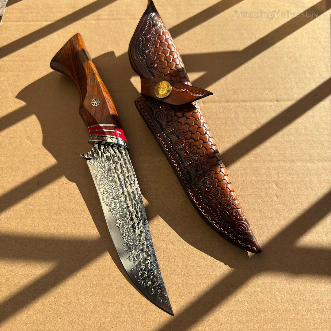 VG10 DAMASCUS HUNTING KNIFE FIXED BLADE - AK-HT0370