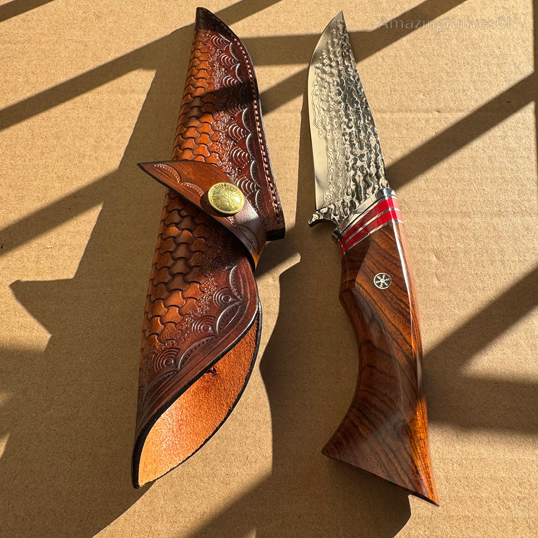 VG10 DAMASCUS HUNTING KNIFE FIXED BLADE - AK-HT0370