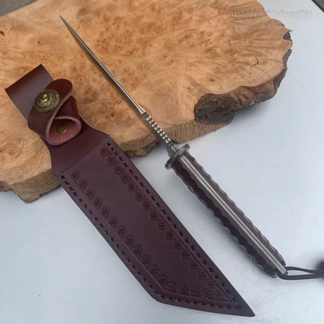 Japanese VG10 Damascus Hunting Knife Katana Knife Samurai Full Tang Sword Tanto - AK-HT0570