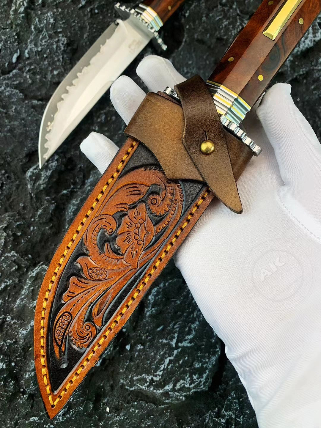 Handmade Japanese SKD-11 Steel Hunting Knife Survival Bowie Knife Full Tang - AK-HT0771