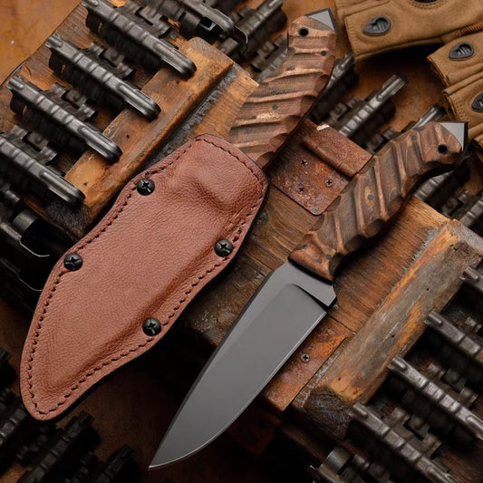 Tactical A2 Steel Hunting Knife Fixed Blade Military Survival Bushcraft - AK-HT0990