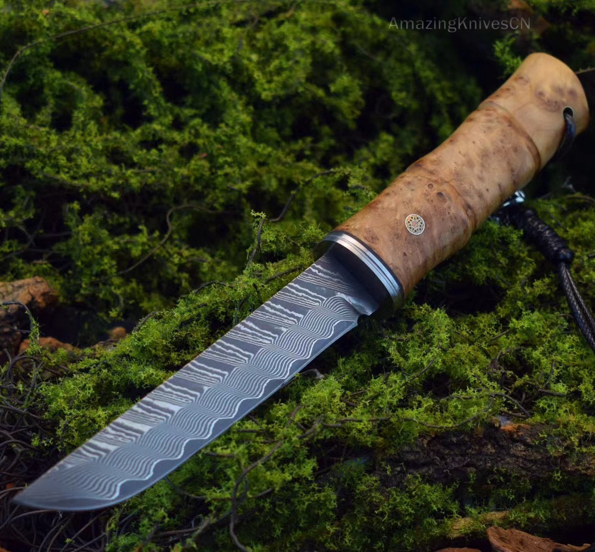 Japanese Style Katana Knife Ninja Hunting Samurai Warrior Sword VG10 Damascus Bushido - AK-HT0878-D