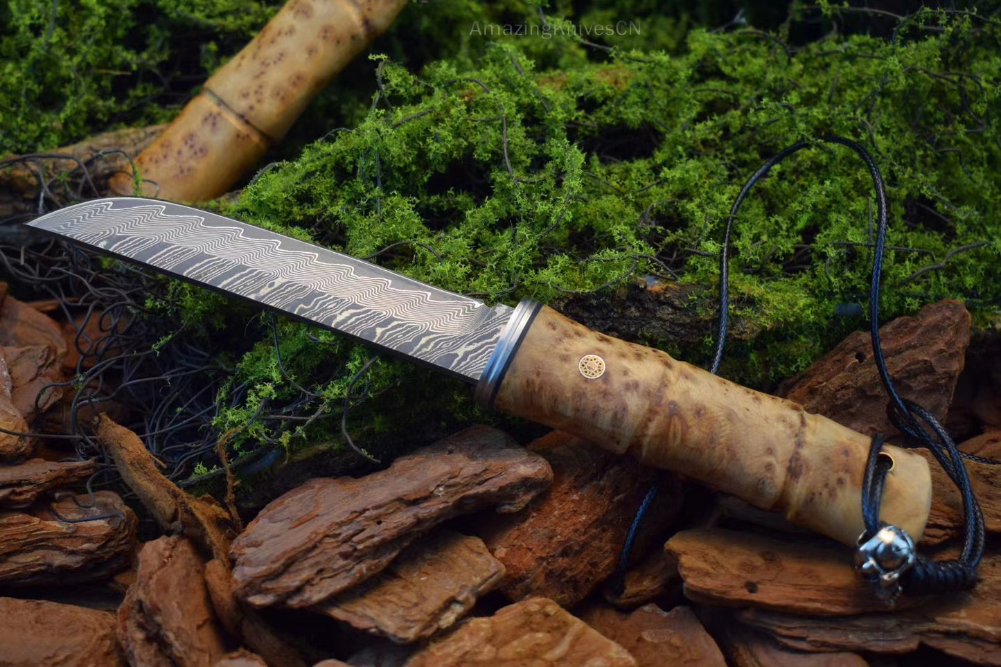 Japanese Style Katana Knife Ninja Hunting Samurai Warrior Sword VG10 Damascus Bushido - AK-HT0878-D