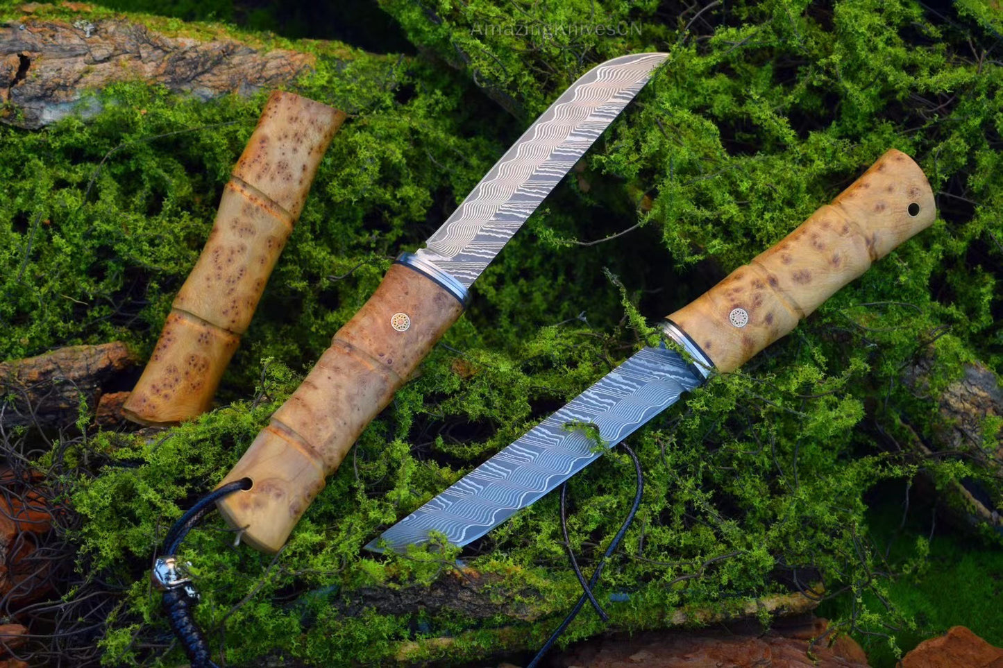 Japanese Style Katana Knife Ninja Hunting Samurai Warrior Sword VG10 Damascus Bushido - AK-HT0878-D