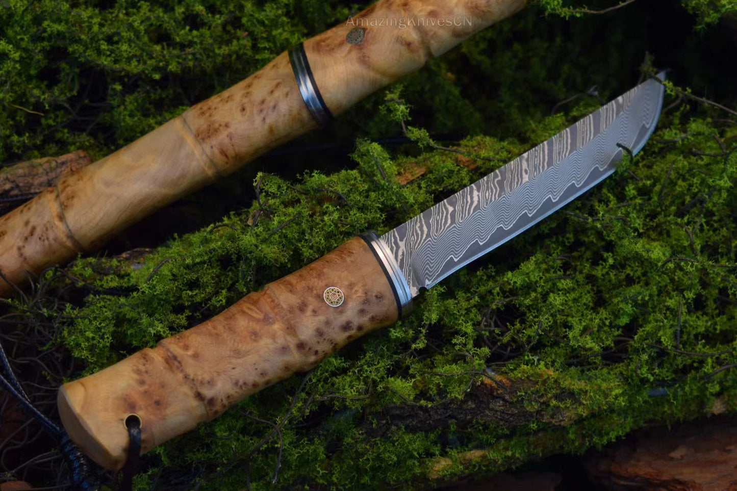 Japanese Style Katana Knife Ninja Hunting Samurai Warrior Sword VG10 Damascus Bushido - AK-HT0878-D