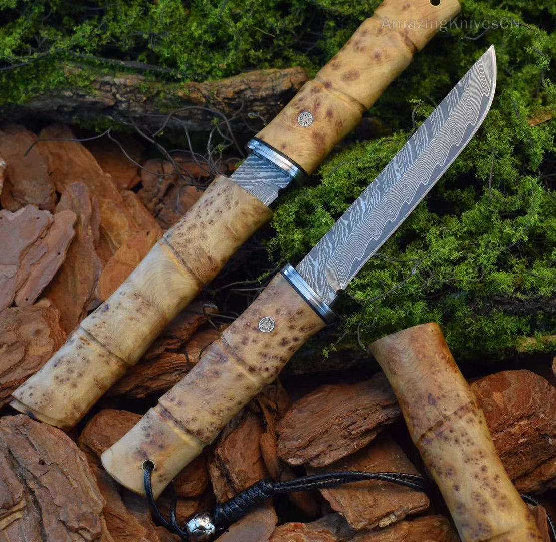 Japanese Style Katana Knife Ninja Hunting Samurai Warrior Sword VG10 Damascus Bushido - AK-HT0878-D