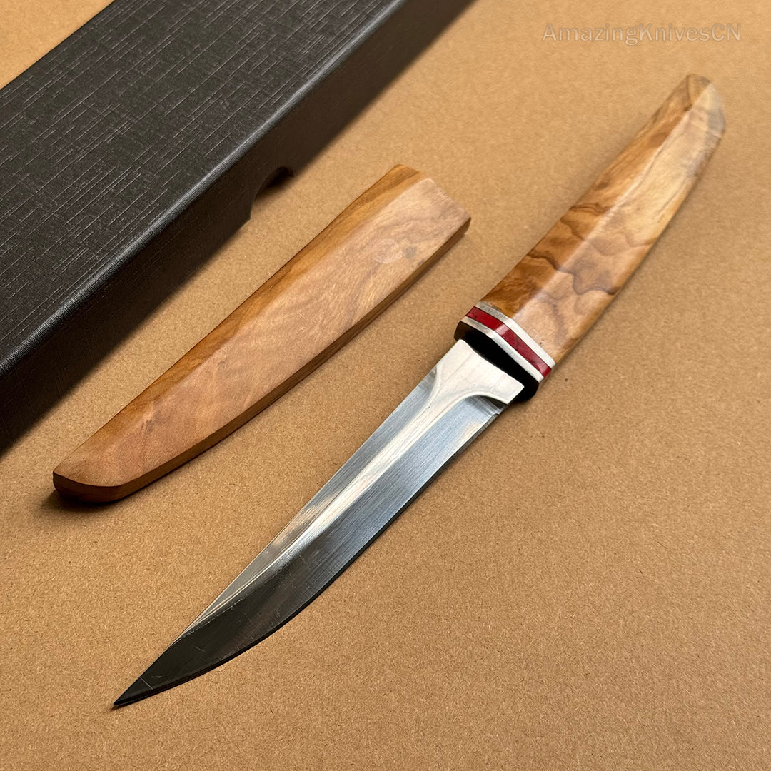 Japanese Style Mini Katana Knife Fixed Blade Hunting Bushcraft Outdoor Wooden Handle -AK-HT0886