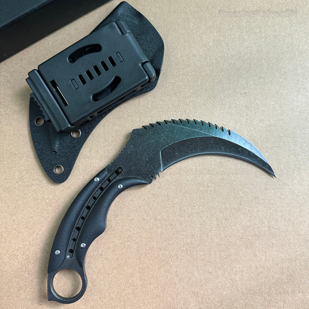 Karambit Fixed Blade Knife Mirror Light Karambits Claw Hunting Knives - AK-HT0774-B