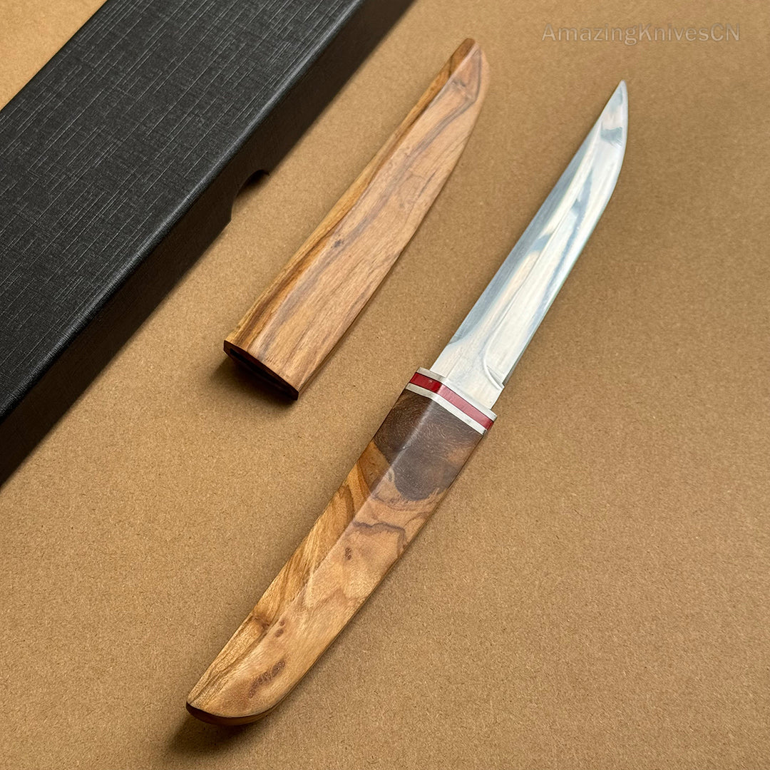 Japanese Style Mini Katana Knife Fixed Blade Hunting Bushcraft Outdoor Wooden Handle -AK-HT0886