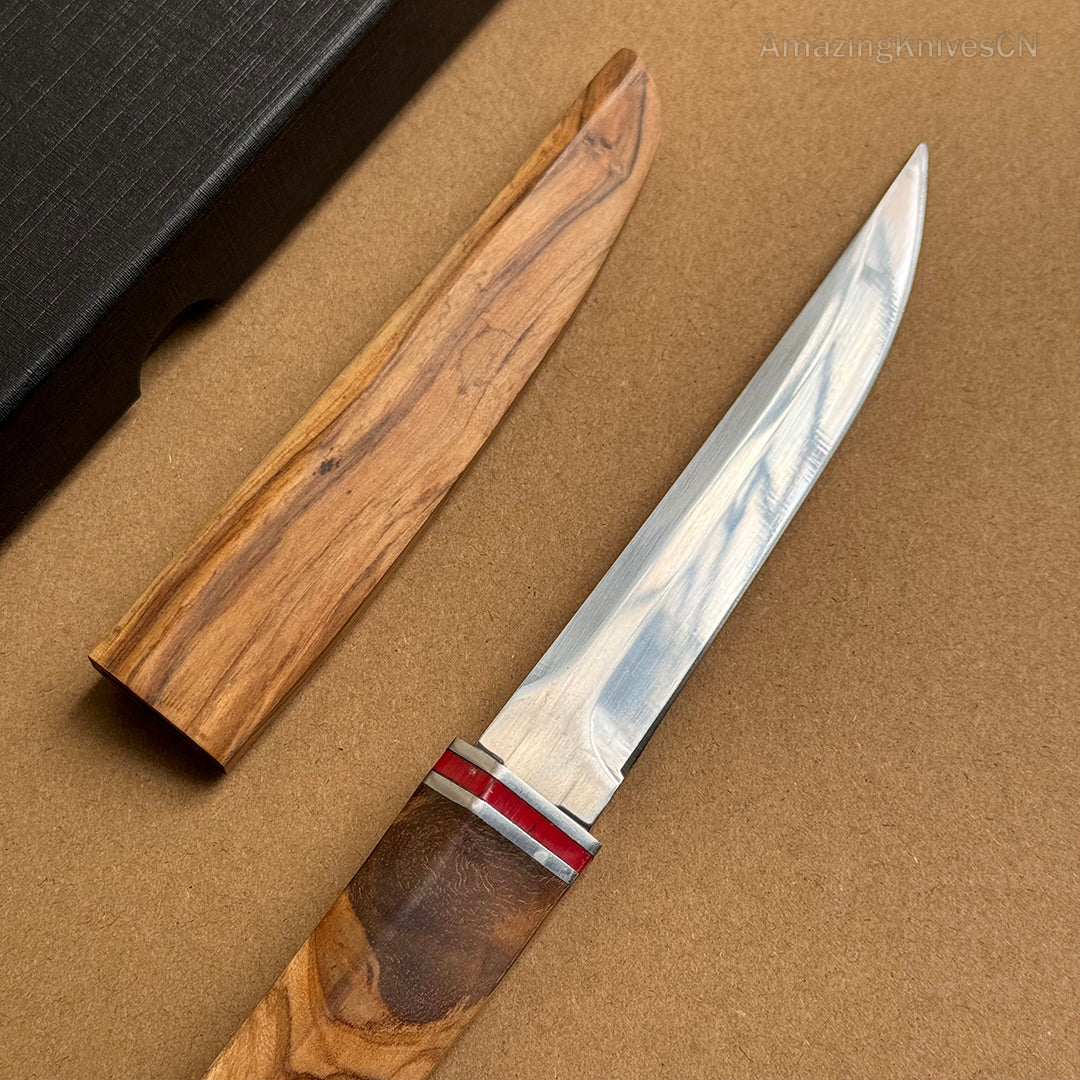 Japanese Style Mini Katana Knife Fixed Blade Hunting Bushcraft Outdoor Wooden Handle -AK-HT0886