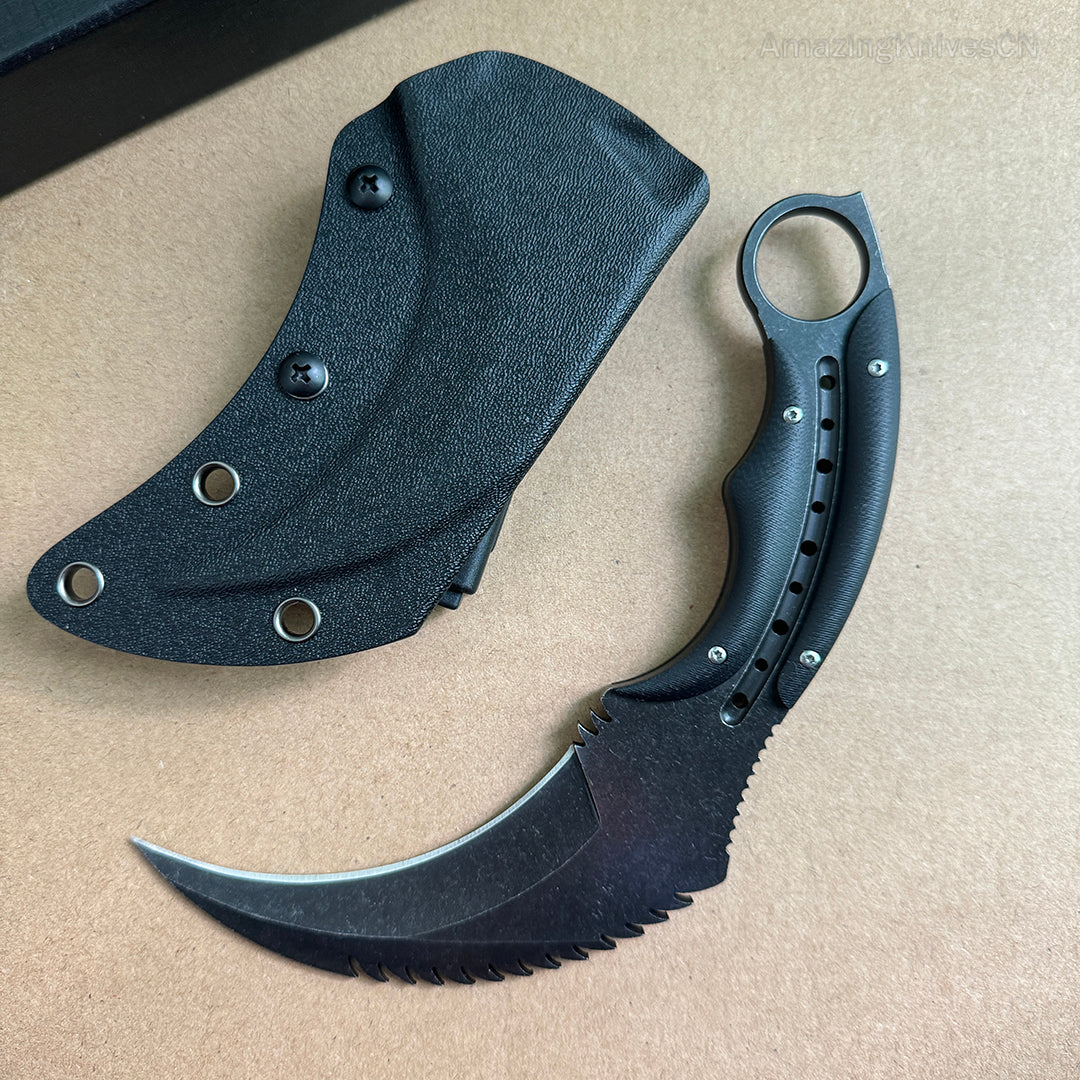 Karambit Fixed Blade Knife Mirror Light Karambits Claw Hunting Knives - AK-HT0774-B