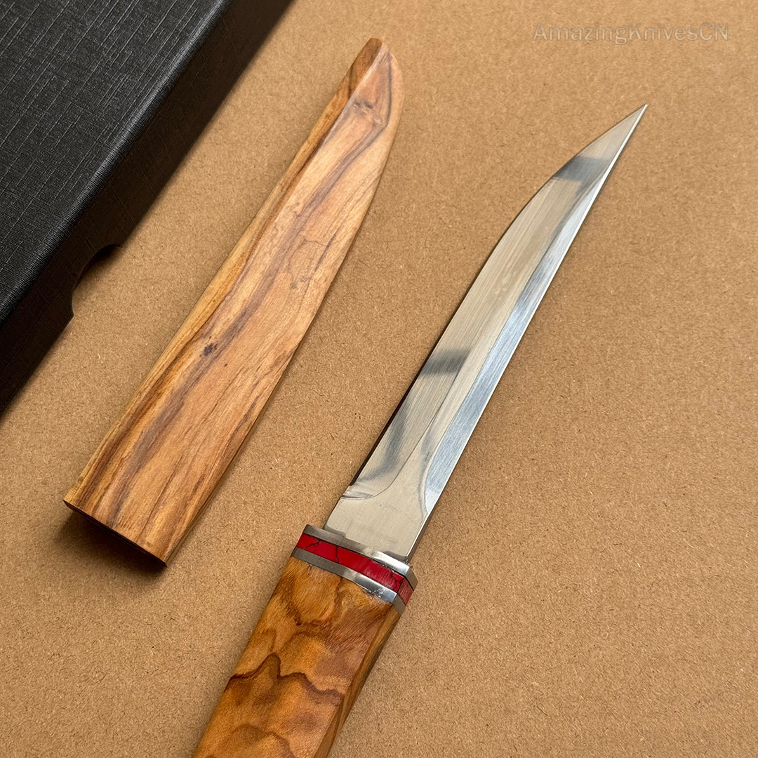 Japanese Style Mini Katana Knife Fixed Blade Hunting Bushcraft Outdoor Wooden Handle -AK-HT0886