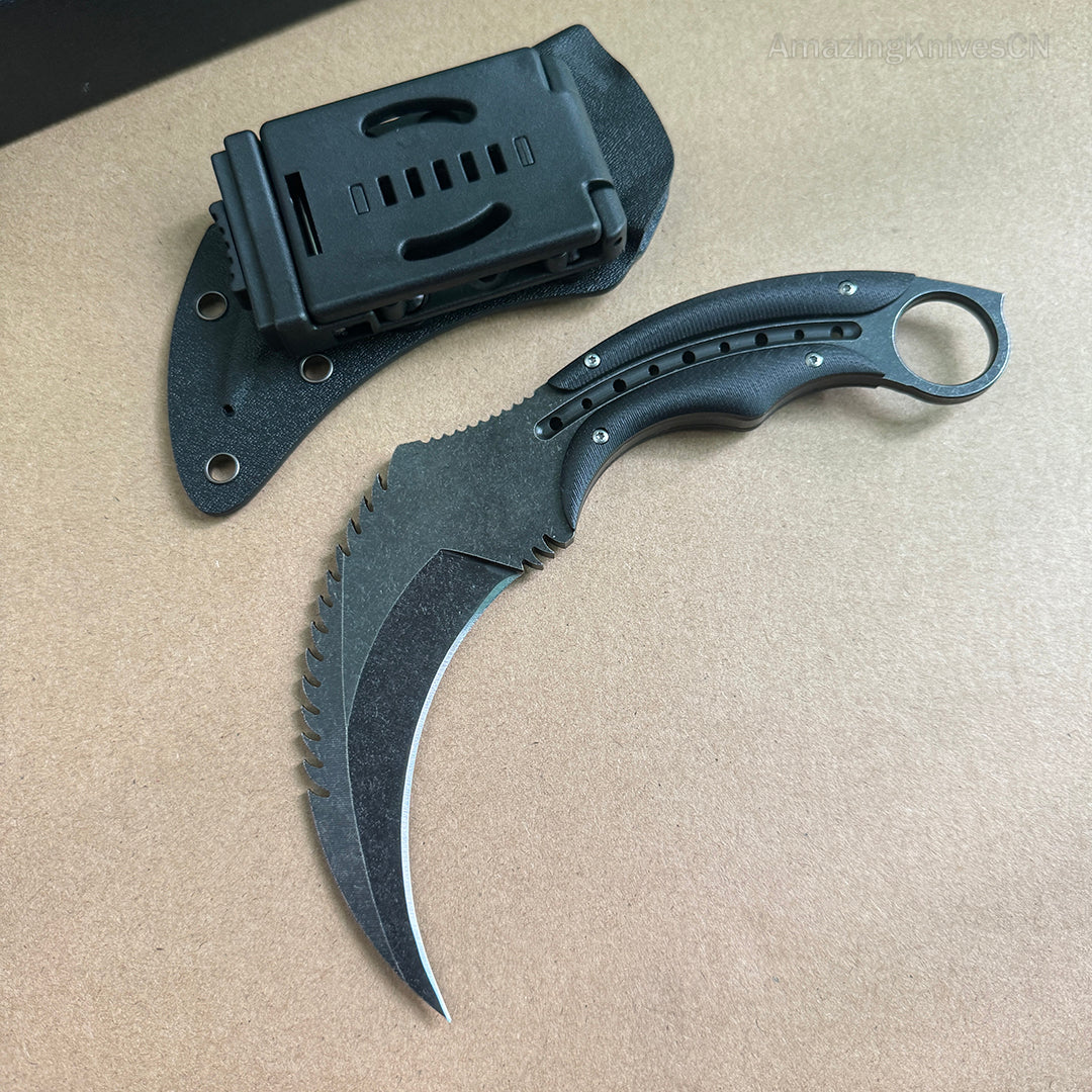 Karambit Fixed Blade Knife Mirror Light Karambits Claw Hunting Knives - AK-HT0774-B