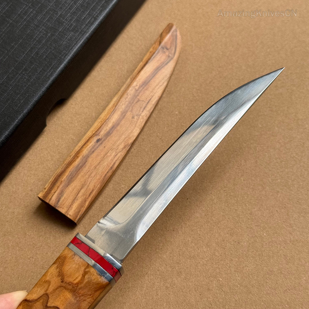 Japanese Style Mini Katana Knife Fixed Blade Hunting Bushcraft Outdoor Wooden Handle -AK-HT0886