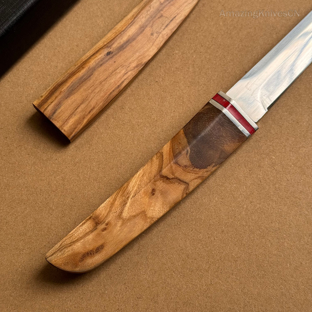 Japanese Style Mini Katana Knife Fixed Blade Hunting Bushcraft Outdoor Wooden Handle -AK-HT0886