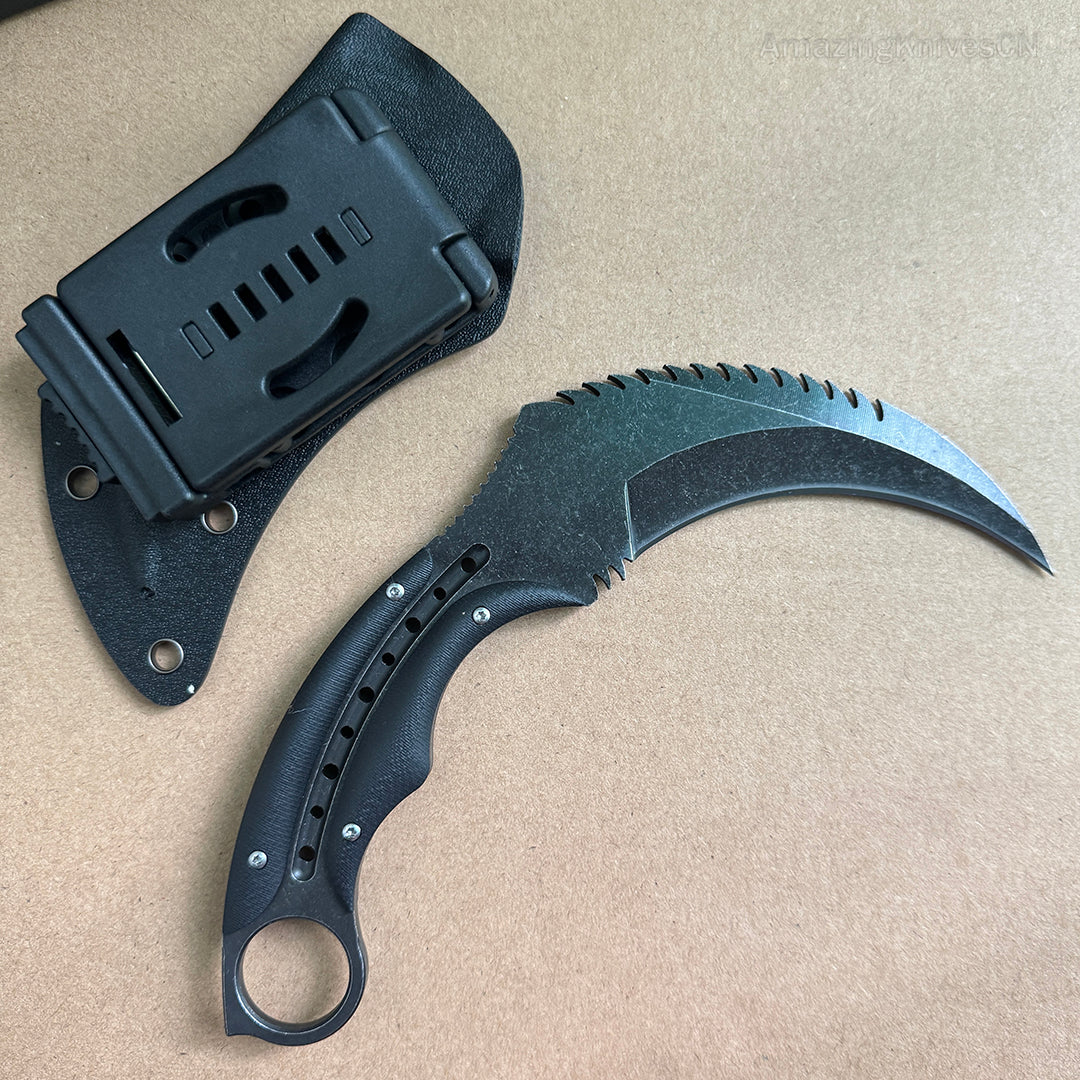 Karambit Fixed Blade Knife Mirror Light Karambits Claw Hunting Knives - AK-HT0774-B