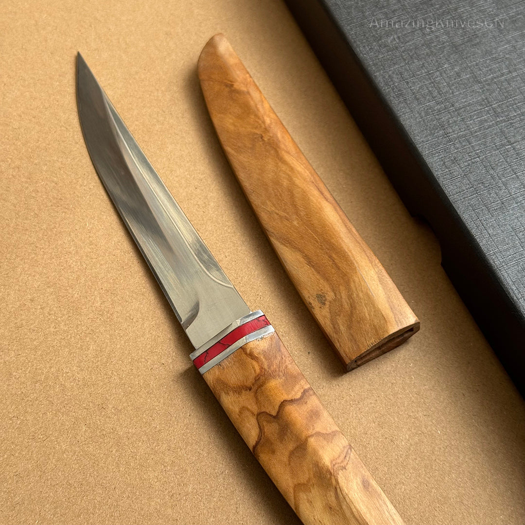 Japanese Style Mini Katana Knife Fixed Blade Hunting Bushcraft Outdoor Wooden Handle -AK-HT0886