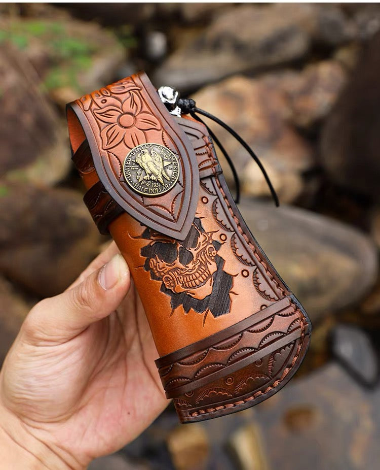 Handmade Damascus Folding Knife Carbon Fiber Copper Powder Handle Pocket Knife - AK-HT1070
