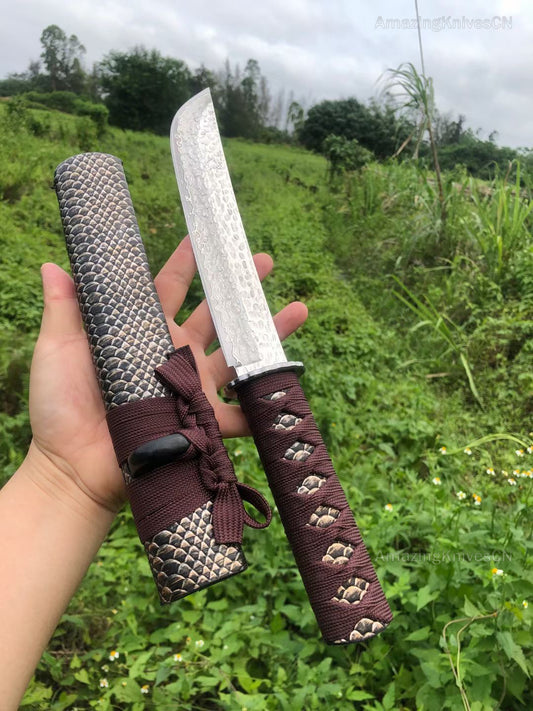 Japanese Style Bushido Katana Knife VG10 Damascus Steel Ninja Samurai Warrior - AK-HT0899