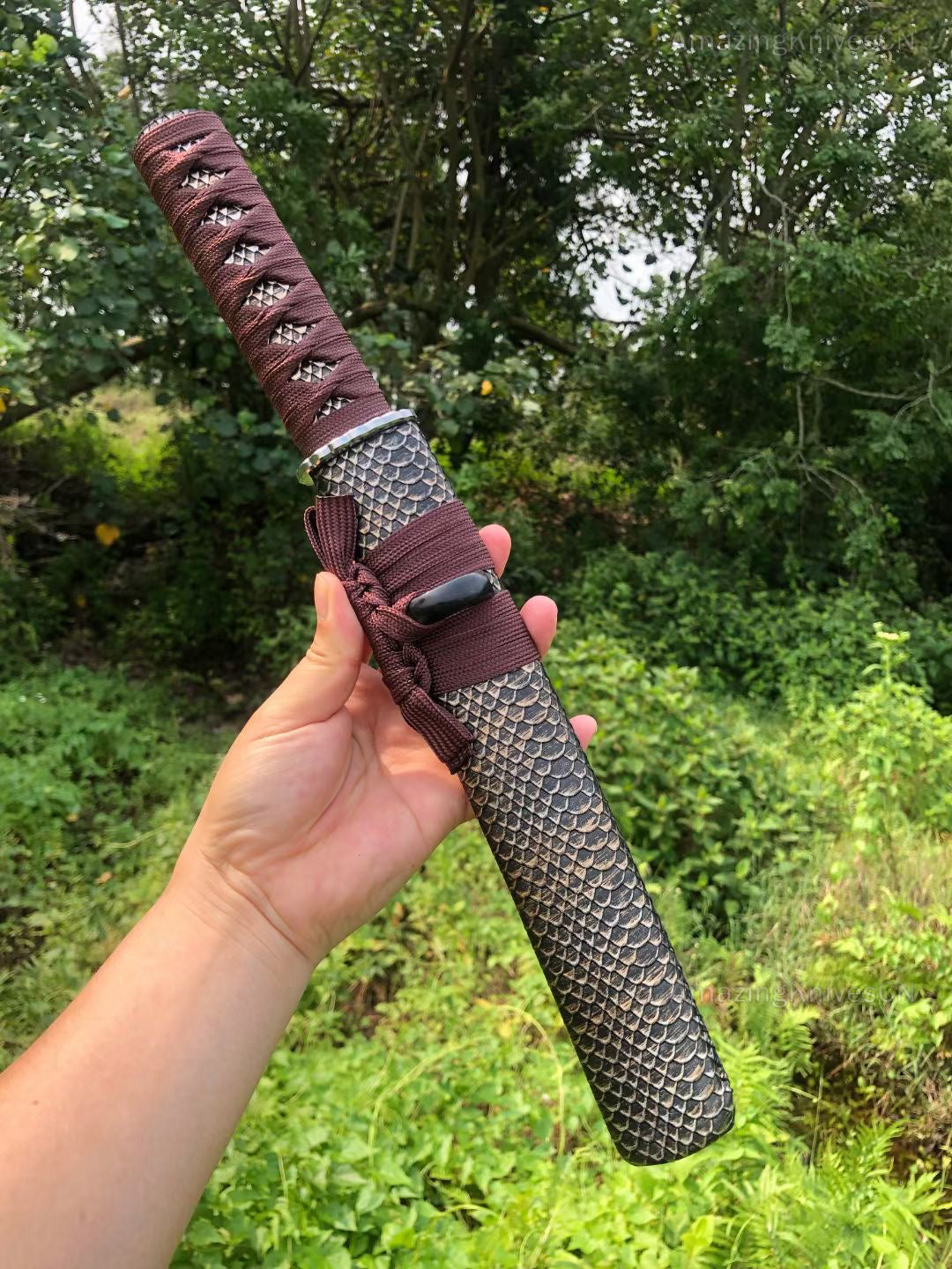 Japanese Style Bushido Katana Knife VG10 Damascus Steel Ninja Samurai Warrior - AK-HT0899