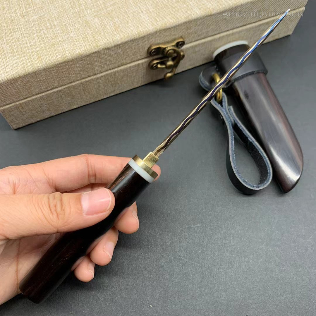 Handcrafted Japanese Style Katana Knife Copper Damascus Ninja Warrior Bushido - AK-HT0906