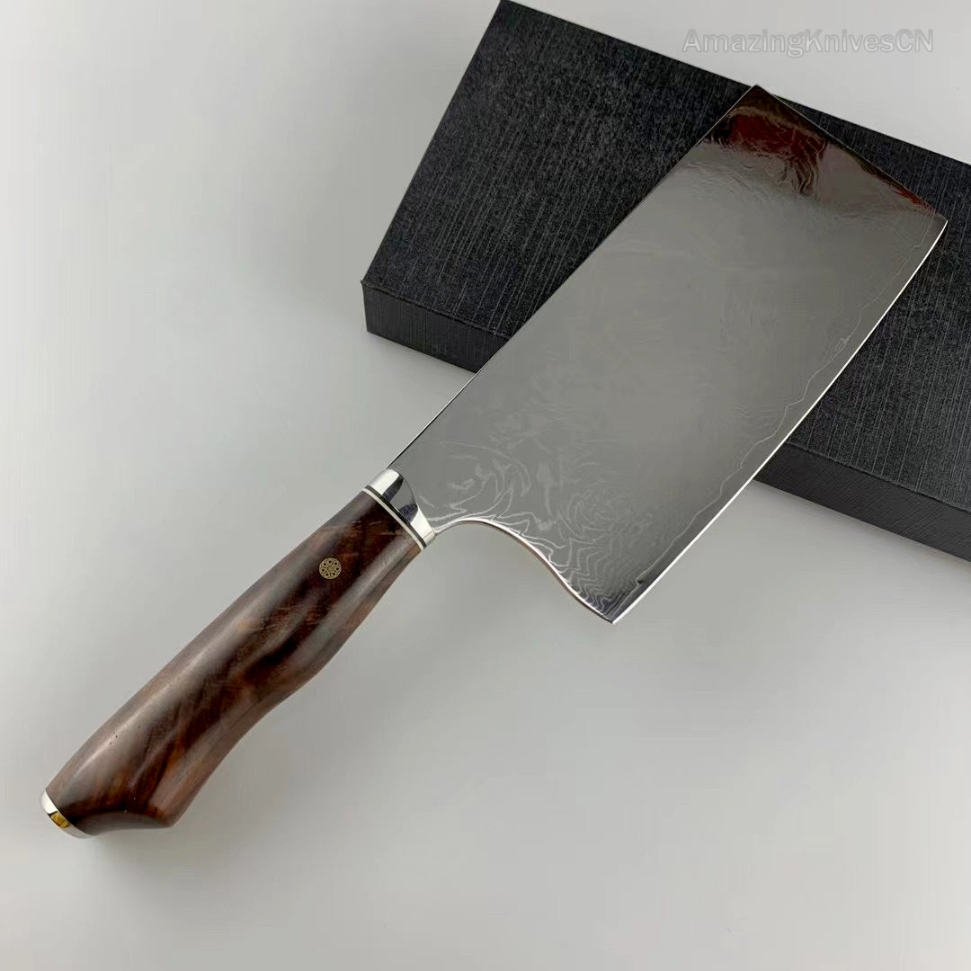 VG10 Damascus Kitchen Knife Cleaver Rose Pattern Blade - AK-DL0909