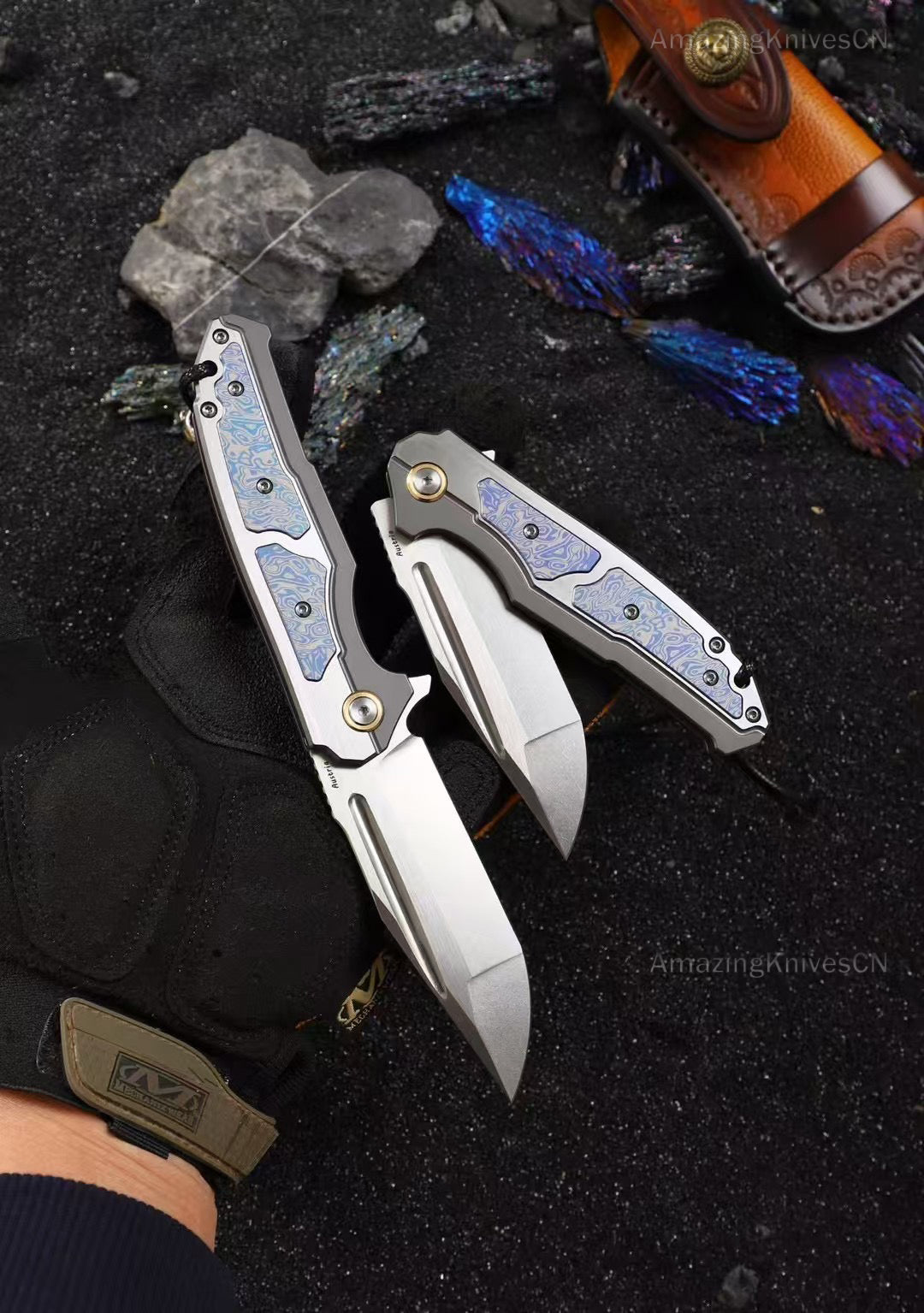 Austrian M390 Steel Blade Tactical Pocket Knife Japanese Steel Titanium Survival Ball Bearing Tanto - AK-HT0972