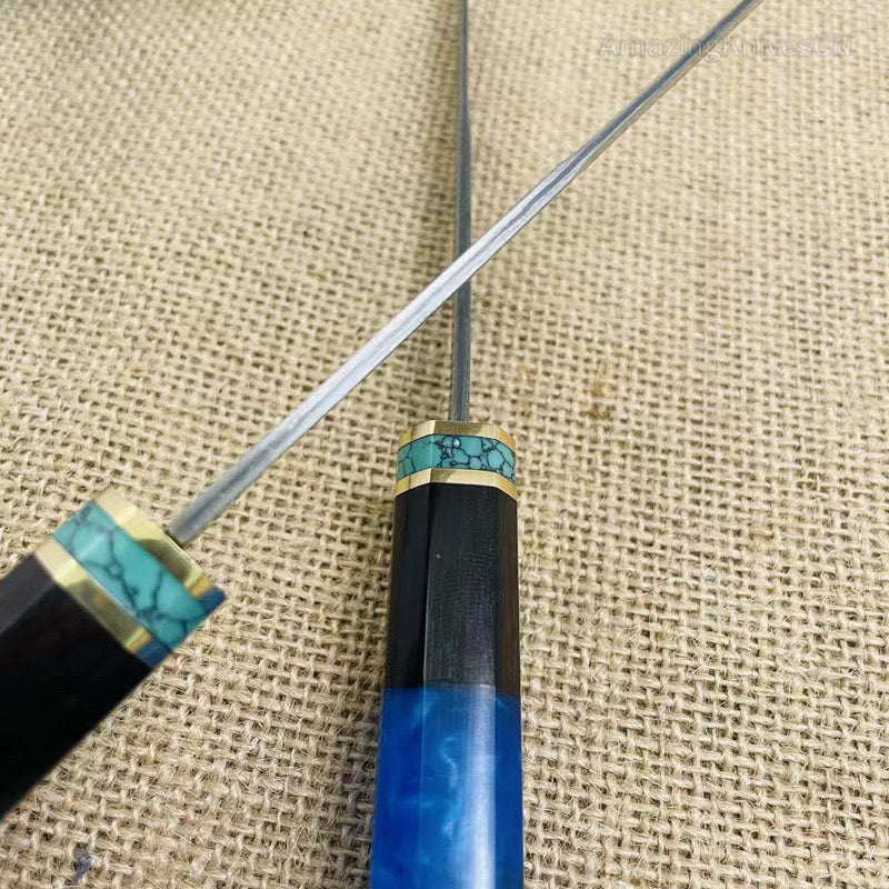 Japanese Style Mini Katana Knife Fixed Blade Damascus Steel  - AK-HT0921