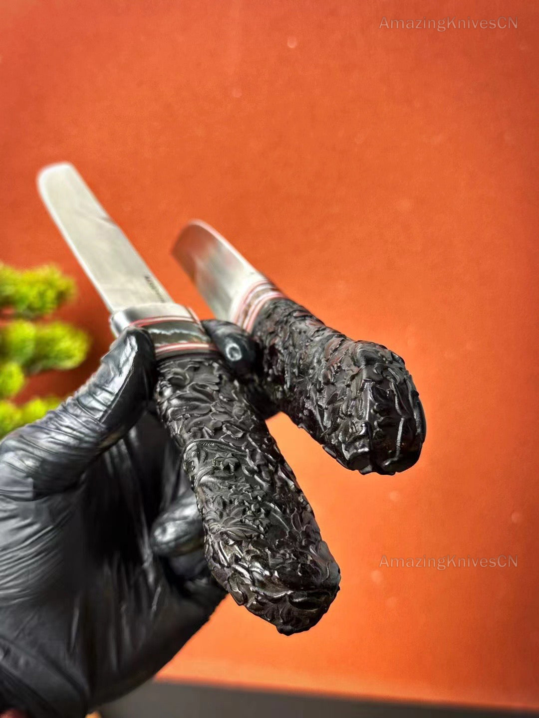 Top-tier M390 Steel Blade Hunting Knife Bowie Survival Knife Handcrafted Ebony Wood - AK-HT0922