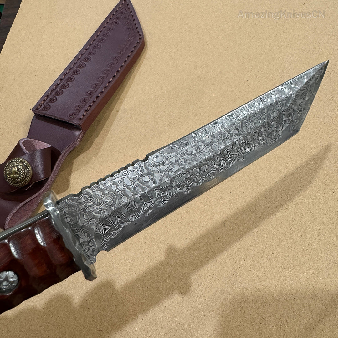 Japanese VG10 Damascus Hunting Knife Katana Knife Samurai Full Tang Sword Tanto - AK-HT0570