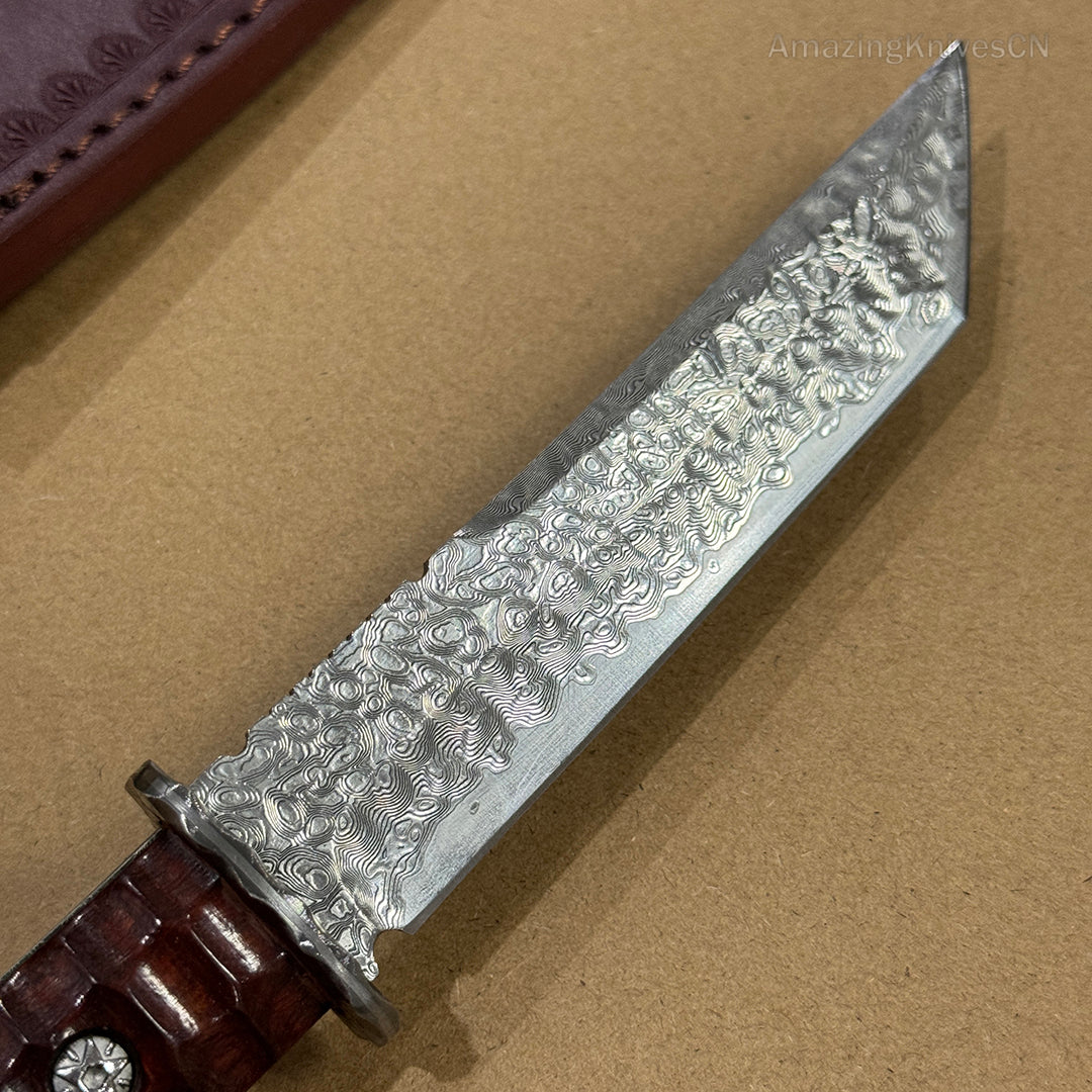 Japanese VG10 Damascus Hunting Knife Katana Knife Samurai Full Tang Sword Tanto - AK-HT0570