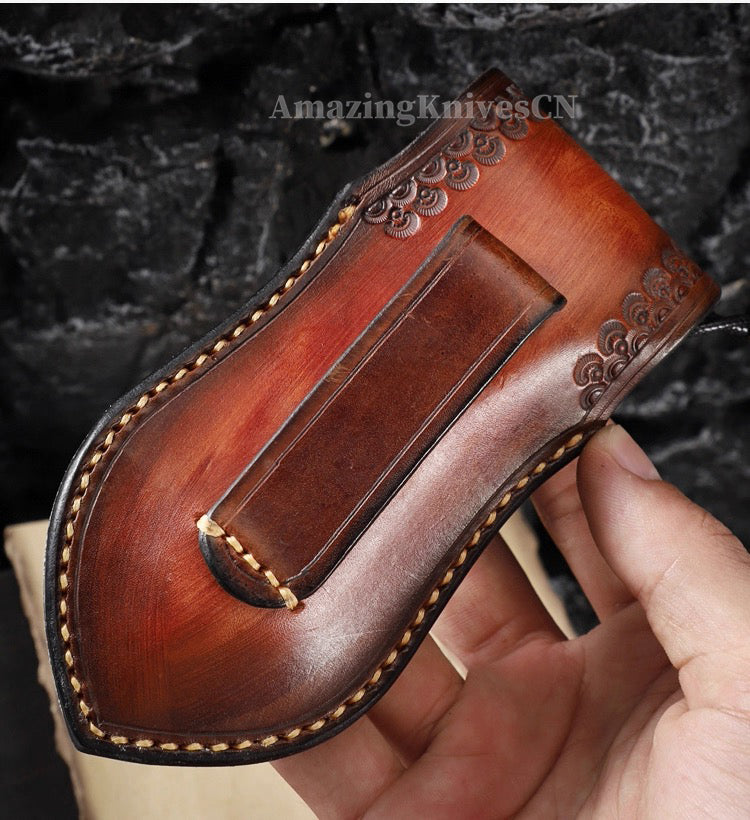 Handcrafted Damascus Folding Knife – VG10 Core | Exquisite Resin & Burl Wood Handle | EDC / Gift-Ready - AK-HT0997