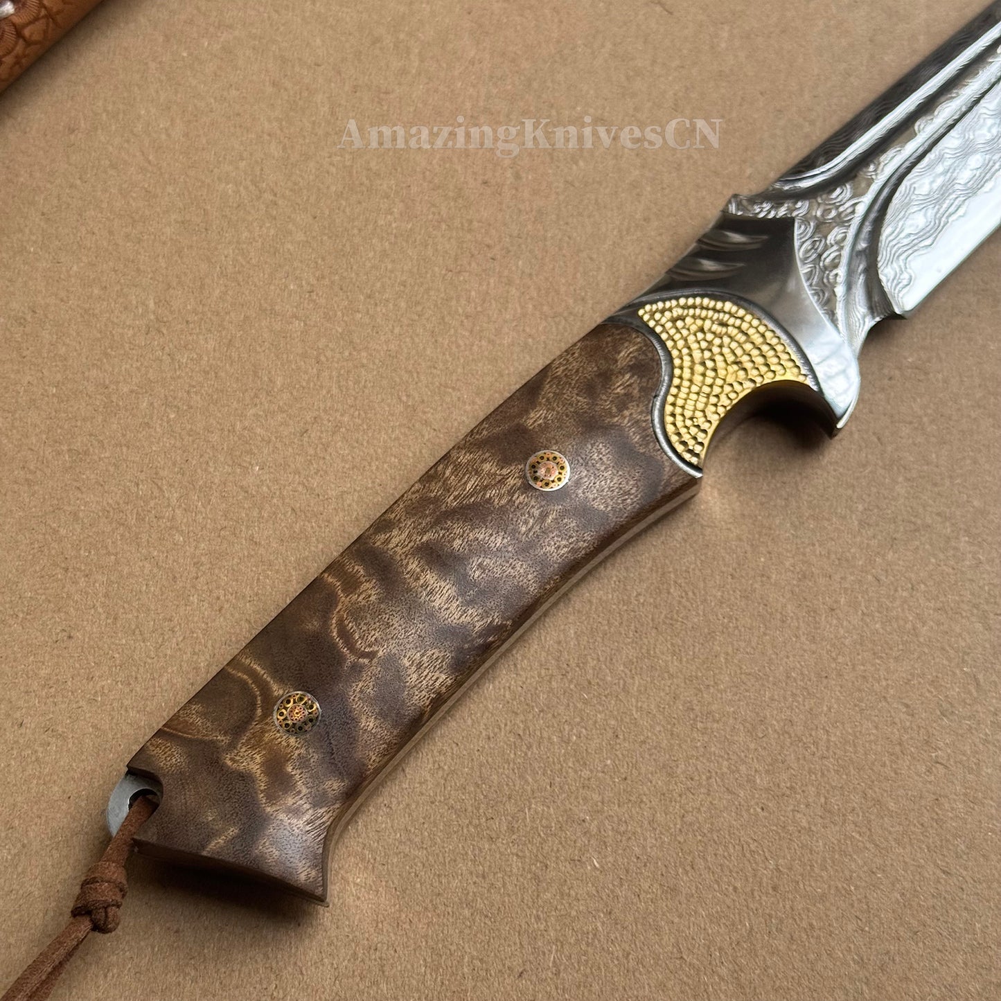 VG10 DAMASCUS HUNTING KNIFE FIXED BLADE FULL TANG - AK-HT0442-O