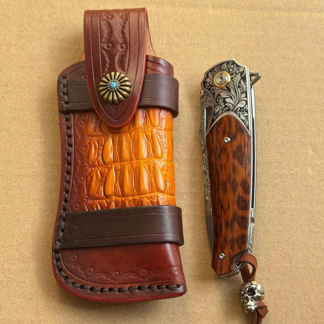 Bamboo Eye – VG10 Damascus Pocket Knife Snakewood Handle with Clip - AK-HT1006