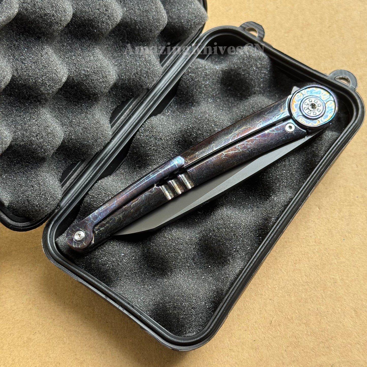 Japanese DC53 Steel Blade Pocket Knife Full Titanium Handle - AK-HT1014