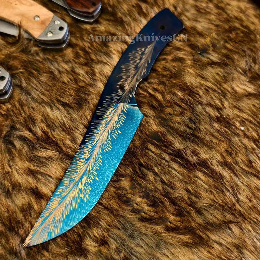 High End Collectible Handmade Feather Damascus Steel Knife Full Tang - AK-HT1000