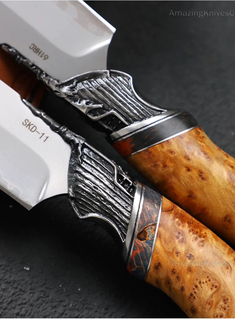 Handmade Japanese SKD-11 Steel Hunting Knife Survival Fighter Bowie Collectible - AK-HT0975