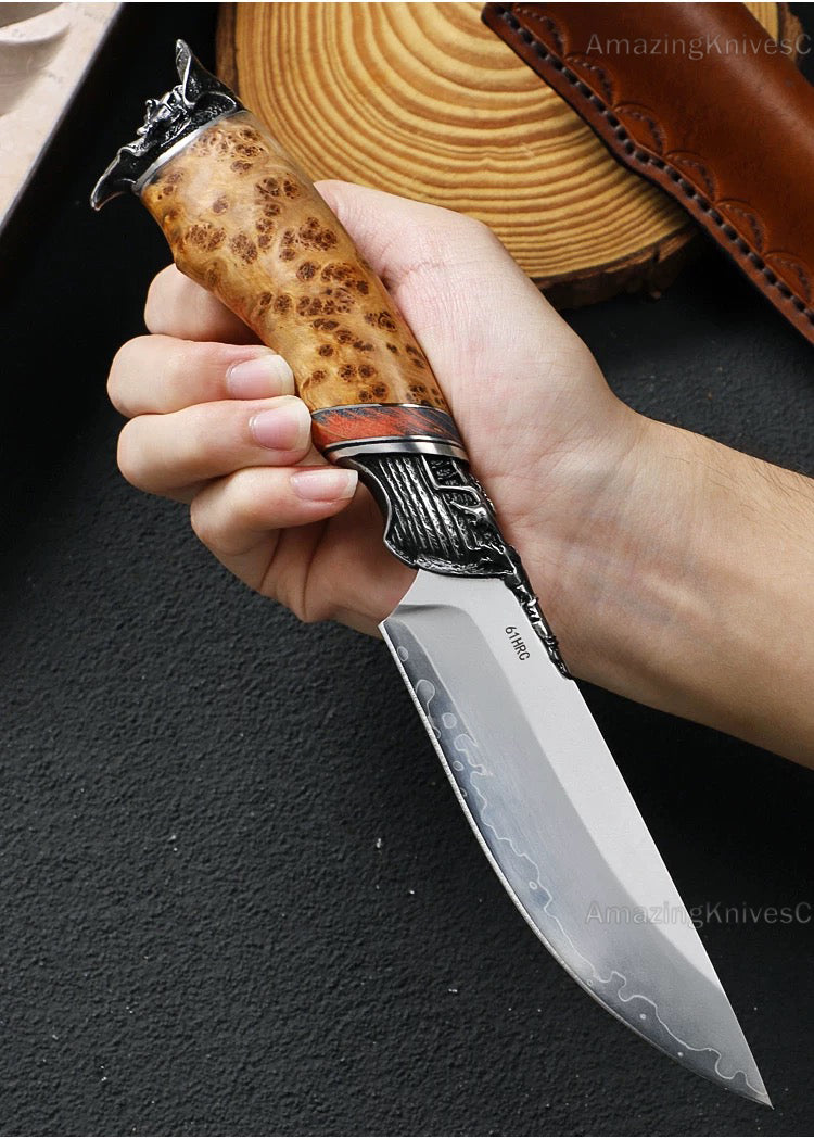 Handmade Japanese SKD-11 Steel Hunting Knife Survival Fighter Bowie Collectible - AK-HT0975