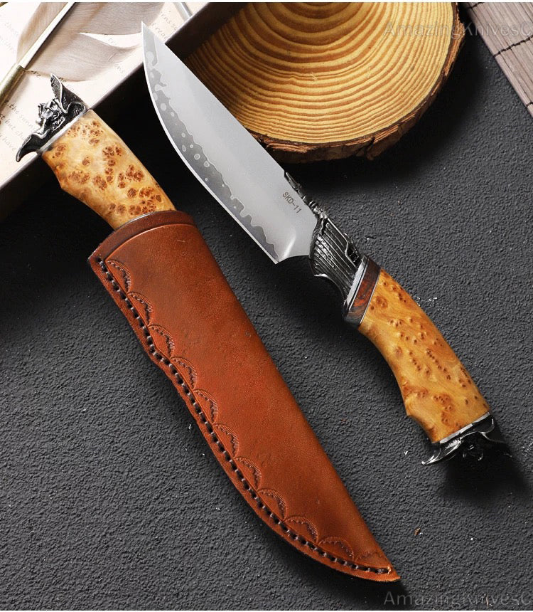 Handmade Japanese SKD-11 Steel Hunting Knife Survival Fighter Bowie Collectible - AK-HT0975