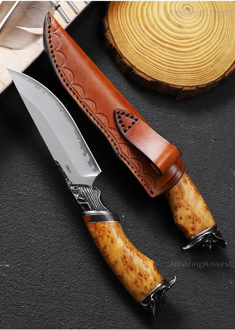 Handmade Japanese SKD-11 Steel Hunting Knife Survival Fighter Bowie Collectible - AK-HT0975