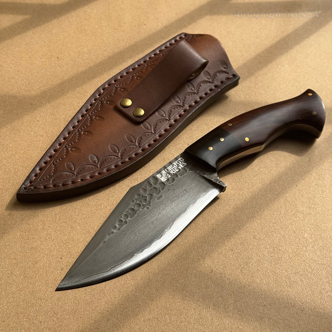 FORGED SAN MAI DAMASCUS HUNTER FIXED BLADE KNIFE FULL TANG - AK-HT0263