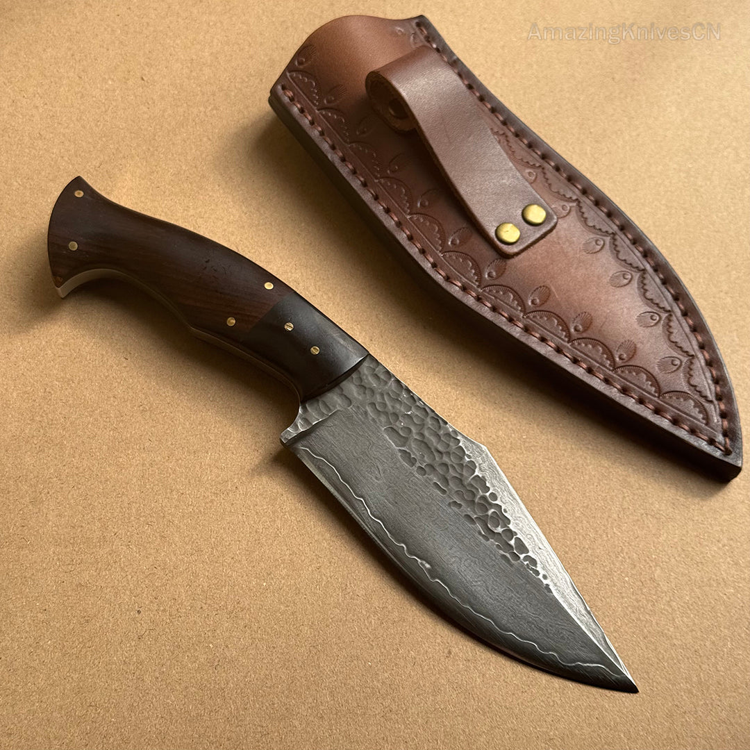 FORGED SAN MAI DAMASCUS HUNTER FIXED BLADE KNIFE FULL TANG - AK-HT0263