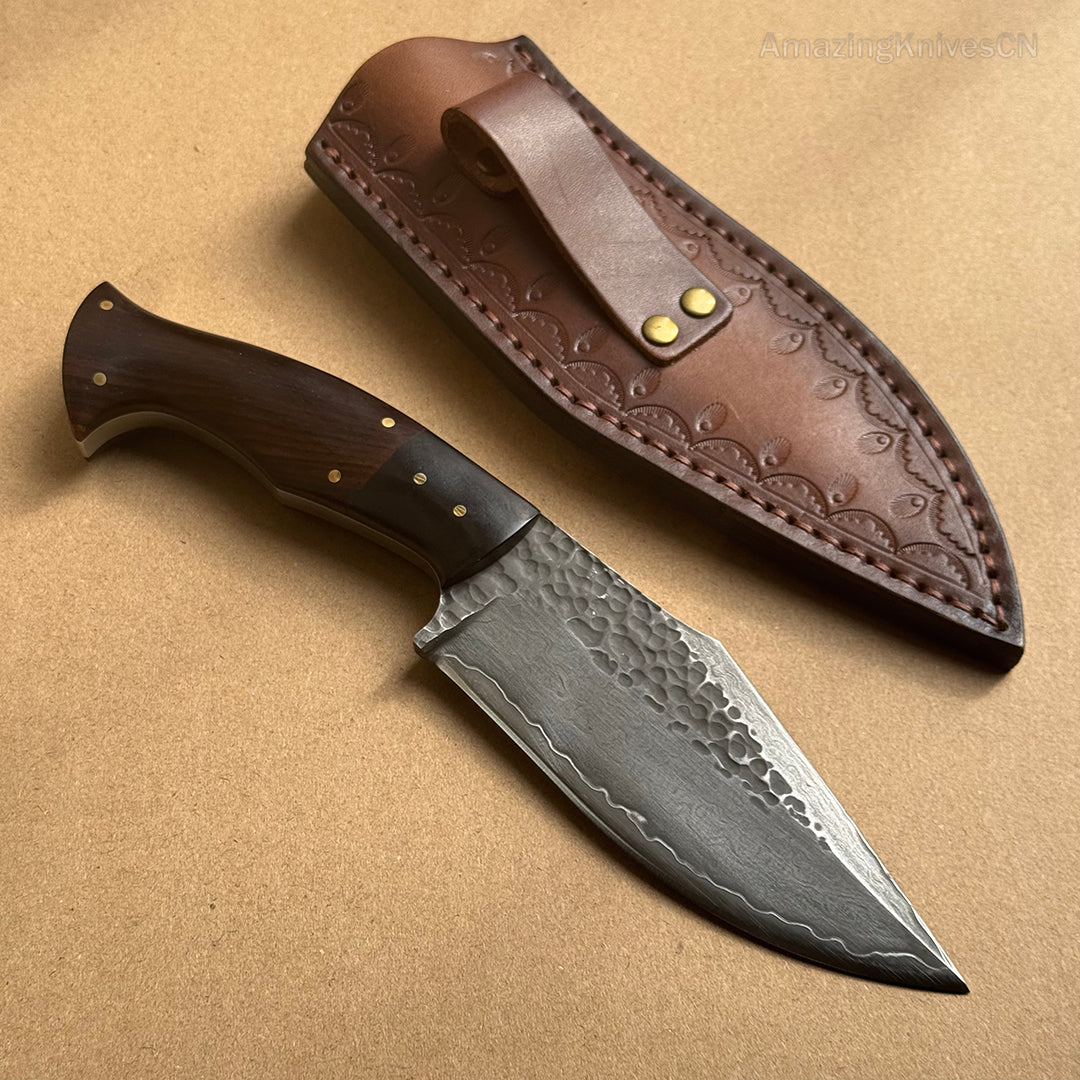 FORGED SAN MAI DAMASCUS HUNTER FIXED BLADE KNIFE FULL TANG - AK-HT0263