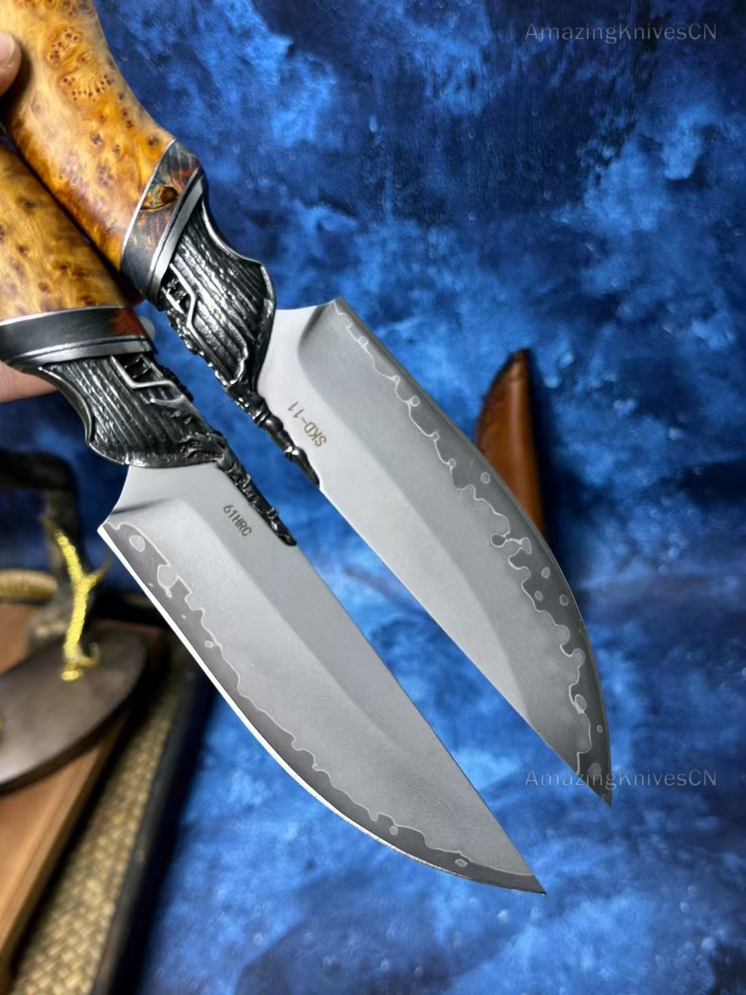 Handmade Japanese SKD-11 Steel Hunting Knife Survival Fighter Bowie Collectible - AK-HT0975